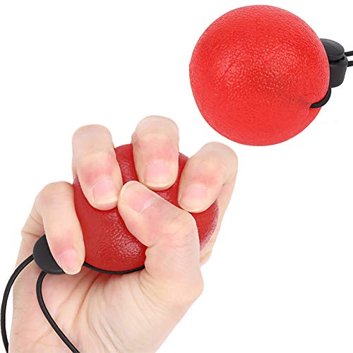 2 Stück Silikon-Handgriffbälle, Quetschball mit verstellbarem Riemen, Stressabbau-Bälle, Handgelenk-Übungsmassage, Handübungsbälle (red) von equlup