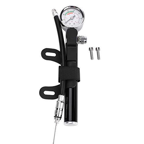 Fahrrad-Luftpumpe, Fahrrad-Standpumpe mit Manometer, Mini-Hand-Fahrradpumpe mit Halterungszubehör für Rennräder, Mountainbikes, Kinderwagen, Bälle (Black) von equlup