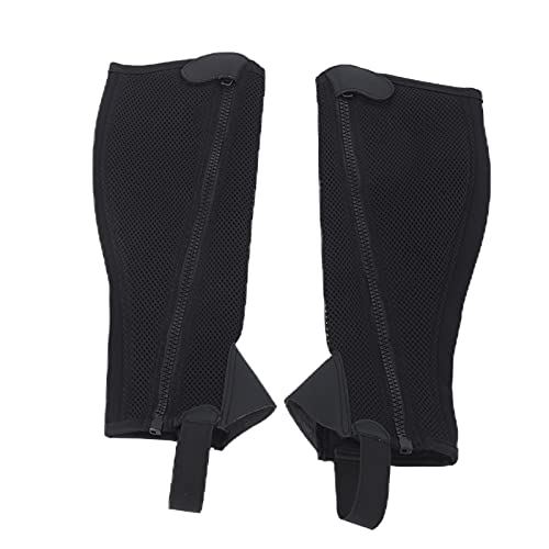 equlup 2 Stück Kinder Half Chap Schwarz Flexible Mesh Reitsport Half Chap für Kinder Reiten Schutz Half Chap Reiten Half Chaps (CL) von equlup