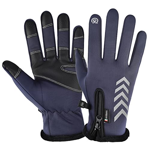 equlup 2Pcs wasserdichte Winter-Fahrradhandschuhe, Winddichte, rutschfeste Vollfinger-Winterhandschuhe für Damen und Herren, Motorrad, warme Handschuhe für kaltes Wetter (L) von equlup