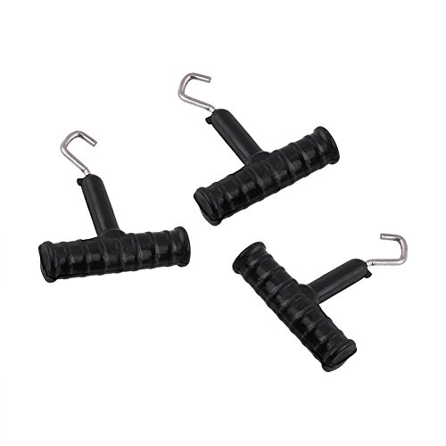 equlup Fischereiknotenbindungswerkzeug, 3pcs 4.1x1.1x4.8 cm Fischerei -Abzieher Knoten Krawatte Werkzeug T -Haken Remover Köder -Rig -Terminal Tackle Accessoire (Schwarz) von equlup