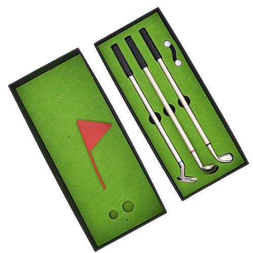 equlup Gof Gift Golf-Stift-Set, Desktop-Goft Mini Green Driving Range mit Golfschläger-Stiften, Bällen und Flaggen-Golfball-Schlägerstift von equlup
