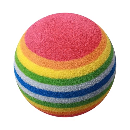 equlup Golf Stripe Ball, 50 Stück Golfball Eva Leichter Golfschaumball Bunte Haustierkatze Unterhaltungsspielzeugbälle für Golfübungen (Regenbogen/6-farbig gestreifter Ball) von equlup