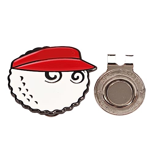 equlup Golfball-Marker, Zinklegierung, Golfkappen-Clip-Marker, neuartiger Golfball-Hut-Clip-Marker, Leichter Hut-Clip, Golfball-Marker mit Hut-Clip für Golfliebhaber (Rot) von equlup