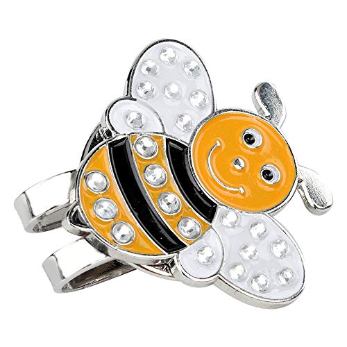 equlup Golfball-Markierung mit Hut-Clip, magnetischer Golf-Hut-Clip aus Edelstahl in Blumenform, Golftaschen-Zubehör, Golfer-Geschenk für Männer und Frauen (Orangefarbene Biene) von equlup