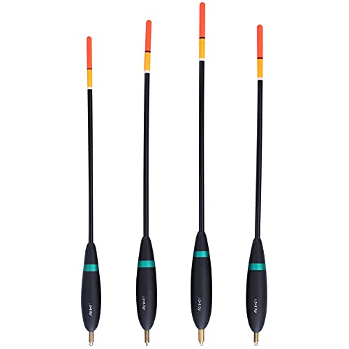 equlup Holzfischerei Schwimmer, 4pcs 4g+6g 4g+8g 6 g+6 g 6 g+8 g Fischerei Schwimmer Bobber Oval Stick Schwimmer Gewichtete Schlupf Bobber Bite -Indikator Angreifer Tackle Accessoire von equlup