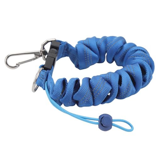 equlup Tauchkamera-Seil, Edelstahl-Tauchspulen-Lanyard, Tauchkameras-Seil-Tauchen-Riffhaken-Feder-Spiral-Lanyard für Unterwassertauchen im Freien (Blau) von equlup