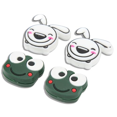 equlup Tennisdämpfer, 4 Stück Tennis-Stoßdämpfer, Cartoon-Tierform, Tennisschläger-Stoßdämpfer für Tennis-Zubehör (Frosch 2,2 cm/0,9 Zoll Kaninchen 2,8 cm/1,1 Zoll) von equlup