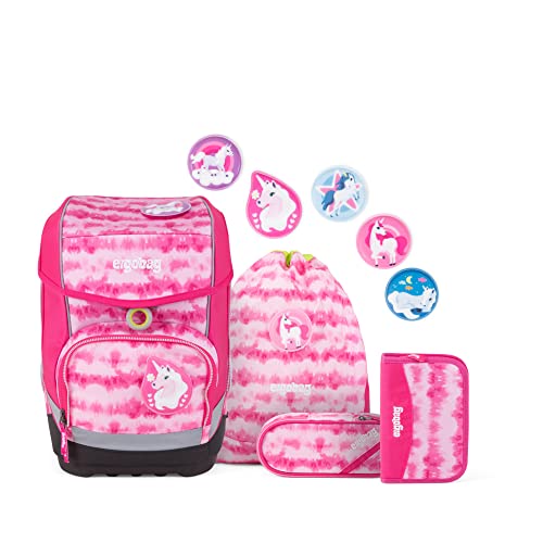 Ergobag cubo ZauBärwatte, ergonomischer Schulrucksack, Set 5-teilig, 19 Liter, 1.100 g, pink von ergobag