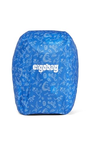 ergobag Regenschutz für Kindergartenrucksack Mini Rucksack, wasserdicht, Leuchtfarben, Reflektoren, Gummizug Dinosaurier - Blau von ergobag