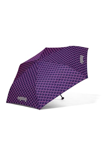 ergobag Regenschirm Kinderschirm für die Schultasche, ultraleicht und klein mit Tasche, Ø90 cm PerlentauchBär - Lila von ergobag