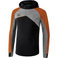 erima Premium One 2.0 Hoodie black/grey melange/neon orange XL von erima