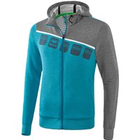 erima 5-C Trainingsjacke mit Kapuze oriental blue mel./grey mel./white 3XL von erima