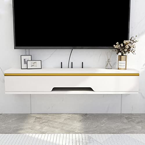 erkebspm An der Wand montiertes TV-Regal, Entertainment-Center, Holz-Medienkonsolen-Aufbewahrungsschrank, schwebender TV-Ständer, TV-Aufbewahrungsschrank für Wohnzimmer/weiß/50 cm von erkebspm