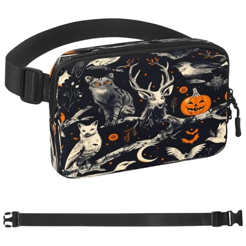 Gürteltasche mit Halloween-Motiv für Damen und Herren, Crossbody-Gürteltasche mit Reißverschlusstaschen, wasserdichte Hüfttaschen mit verstellbarem Riemen für Workout, Laufen, Reisen, Wandern, von etoenbrc