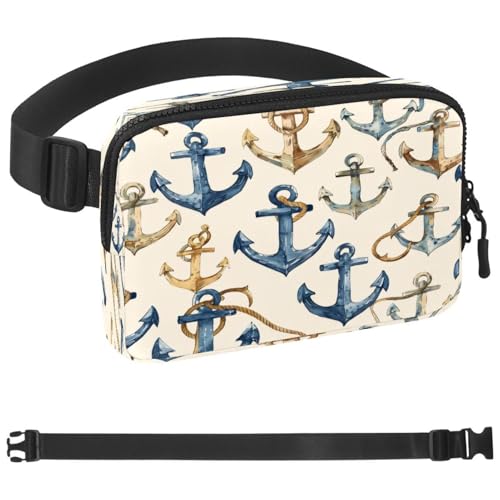 Gürteltasche mit nautischem Thema für Damen und Herren, Crossbody-Gürteltasche mit Reißverschlusstaschen, wasserdichte Hüfttaschen mit verstellbarem Riemen für Workout, Laufen, Reisen, Wandern, von etoenbrc