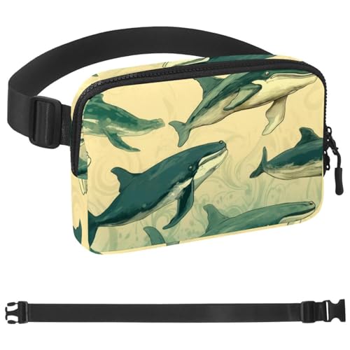 Painted Whale H Bauchtasche für Damen und Herren, Crossbody-Gürteltasche mit Reißverschlusstaschen, wasserdichte Hüfttaschen mit verstellbarem Riemen für Workout, Laufen, Reisen, Wandern, mehrfarbig, von etoenbrc