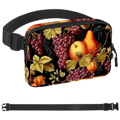 Thanksgiving-Kürbisblätter-U-Bauchtasche für Damen und Herren, Crossbody-Gürteltasche mit Reißverschlusstaschen, wasserdichte Hüfttasche mit verstellbarem Riemen für Workout, Laufen, Reisen, Wandern, von etoenbrc