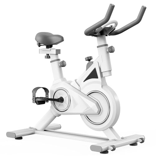 euppaury Heimtrainer, Indoor-Cycling-Fahrrad, verstellbares stationäres Fahrrad, stationäres Fahrrad, 330 lbs Gewichtskapazität, aufrechtes Fitness-Fahrrad für Heim-Fitnessstudio Weiß von euppaury