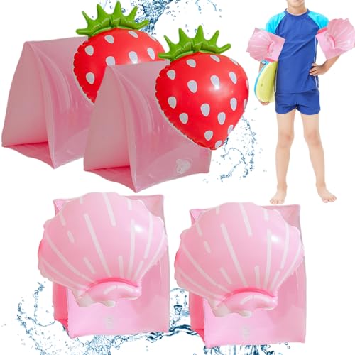 Aufblasbare Arm Floaties für Kinder 2 Paar niedliche Cartoon Schwimmarmbänder PVC Kids Floaties Schwimmtrainingsausrüstung, Strawberry Outside Supplies von eurNhrN