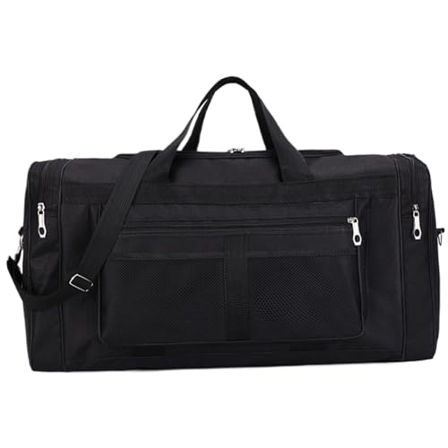 Reisetasche über Nacht Beutel wasserdichte Wochenendbeutel Faltbare Krankenhausbeutel mit Schultergurt Travel Duffle Bag für Sporttraining Schwarze Reiseartikel von eurNhrN