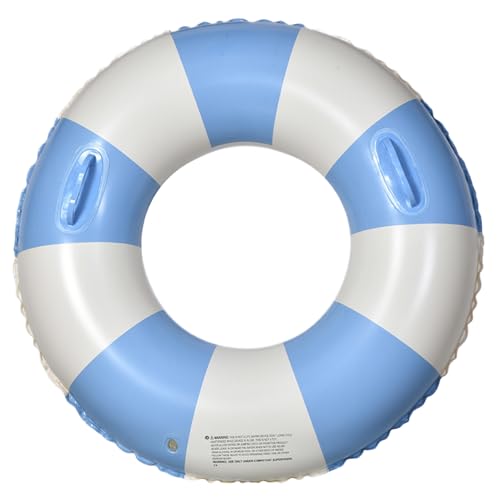 Ringpool Float 29 '' Große Schwimmringe PVC -Pool -Röhrchen mit Griffen ＆ Pumpen aufblasbare Pool schwimmt Erwachsene Innenrohre Blaue Outdoor -Spiele von eurNhrN