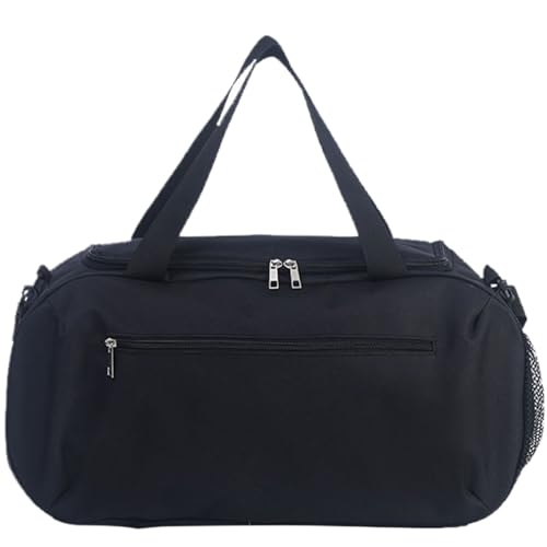 Sportsack 20x7x10 in Oxford Stoffverstellbares Fahrt-Reisetasche Dual Reißverschlüsse U-förmige Öffnung mit Seitengitter-Taschen über Nacht (schwarz) von eurNhrN