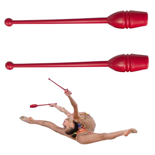 eurNhrN 2pcs 13.78inch PVC Solid rhythmische Gymnastikclubs für Erwachsene Kinder -Gymnastik -Trainingsausrüstung, rot von eurNhrN