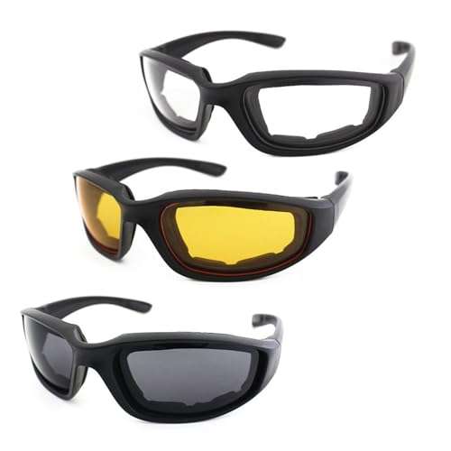 eurNhrN 3 PCs Radsportgläser winddichtem Lauf Sonnenbrillen UV400 Schutz Sport Sonnenbrille Leichte Sport -Sonnenbrillen (grau/klar/gelb) Outdoor -Gegenstände von eurNhrN