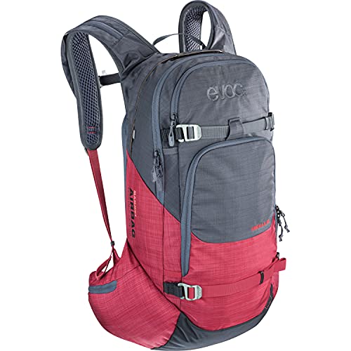 EVOC LINE R.A.S. 20 Lawinen-Airbag-kompatibler-Rucksack, Backcountry-Rucksack (BODY HUGGING, Hüftflügel mit Reißverschlusstaschen, Lawinenfach, MAMMUT AIRBAG TECHNOLOGIE), Karbongrau/Rubinrot meliert von EVOC