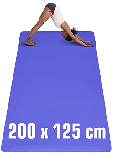 EYEPOWER 200x116 Fitnessmatte XXL Yogamatte 6mm rutschfest - Sport Teppich Bodenschutzmatte Fitness Sportmatte Groß - Gymnastikmatte Dicke Trainingsmatte XXL Unterlage Fitnessgeräte Matte Rudergerät von EYEPOWER