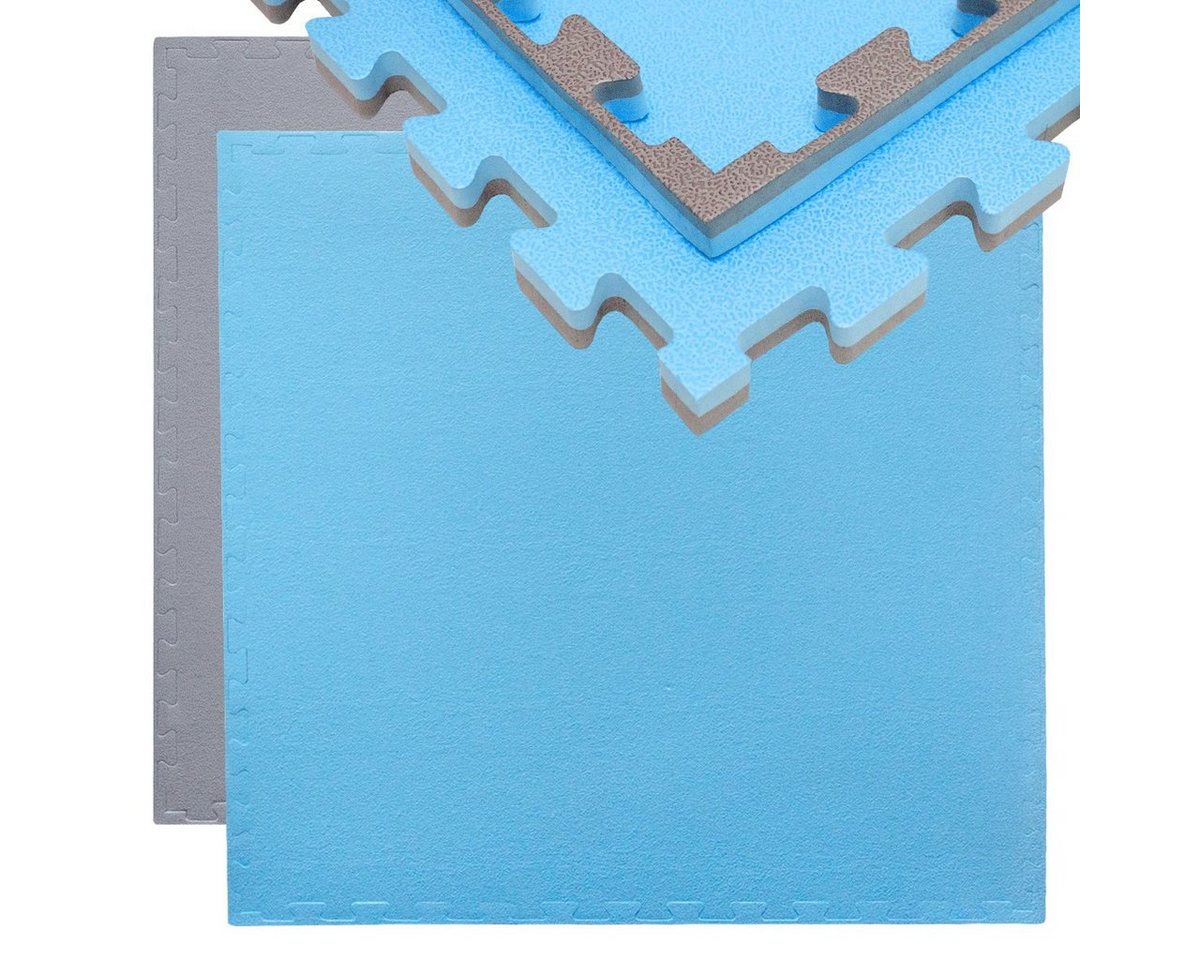 eyepower Weichbodenmatte Bodenschutz-Matte 90x90 cm Trainings-+Puzzlematte, Fitnessmatte + Rand Grau Blau eyepower Weichbodenmatte Bodenschutz-Matte 90x90 cm Trainings-+Puzzlematte, Fitnessmatte + Rand Grau Blau von eyepower