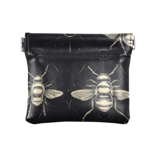 Bee Happy Good Luck Damen Kleine Leder Kleingeld Geldbörse Praktische Mini Make-up Tasche für Männer Frauen Reisen, Bee Happy Good Luck, One Size, Modern, Bee Happy Good Luck, Einheitsgröße, Modern von famyily