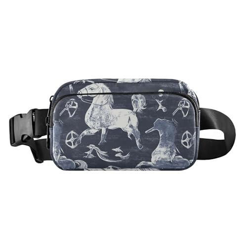 Gürteltasche für Damen und Herren, Mini-Crossbody-Gürteltasche mit verstellbarem Gurt für Reisen, Laufen, Wandern, Galoppierendes Pferderenn-Lenkrad, Einheitsgröße, Galoppierendes Pferdelauf-Lenkrad, von famyily