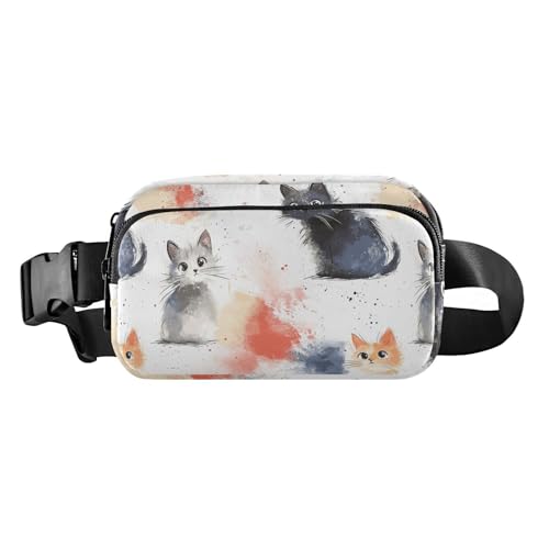 Lustige Katze Shabby Chic modische Hüfttasche für Damen und Herren, große Kapazität, Crossbody-Tasche mit verstellbarem Riemen für Reisen, Urlaub, Laufen, lustige Katze, Shabby-Chic, Einheitsgröße, von famyily