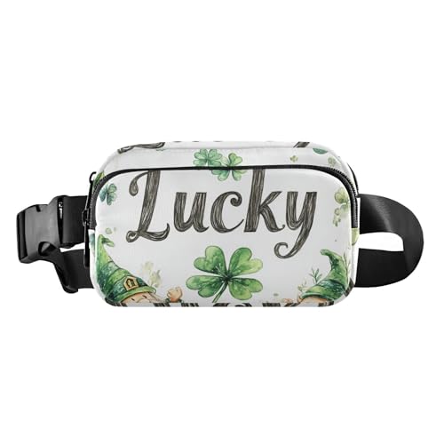 St Lucky Gnomes Kleeblatt-Gürteltasche für Damen und Herren, große Kapazität, Crossbody-Gürteltasche mit verstellbarem Riemen für Reisen, Einkaufen, Laufen, St. Lucky Gnomes Kleeblatt, 1 size von famyily