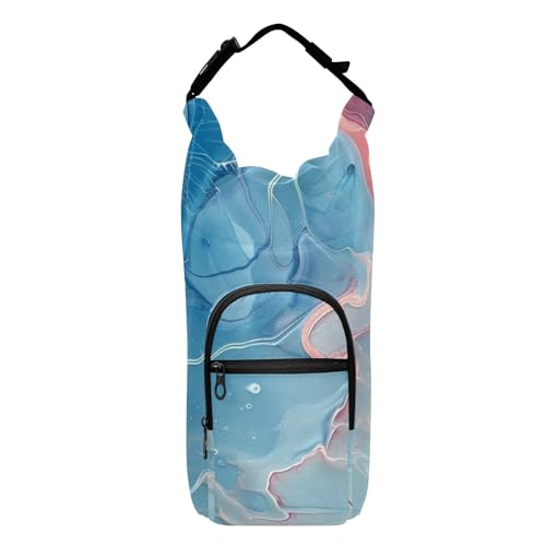 Wasserflaschen-Tragetasche mit Handytasche, funktionaler Kordelzug-Rucksack mit Flaschenhalter, Wasserflaschenhalter zum Wandern, passend für 590 ml, 680 ml, 907 ml, 1134 ml, Pulverblau von famyily