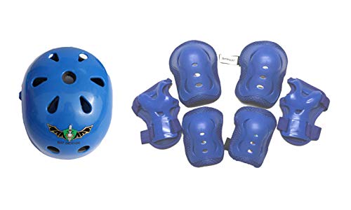 Fantasycart Kinder Skateboard-Longboard-Helm, Knie- und Ellbogenschützer, Handgelenkschoner, Set, Blau, Set 2–8 Jahre von fantasycart