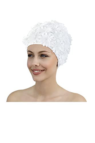 Fashy Stoffbadehaube mit Blüten, aus Nylon, weiß, 3454 10_10 Fashy Stoffbadehaube mit Blüten, aus Nylon, weiß, 3454 10_10 von Fashy