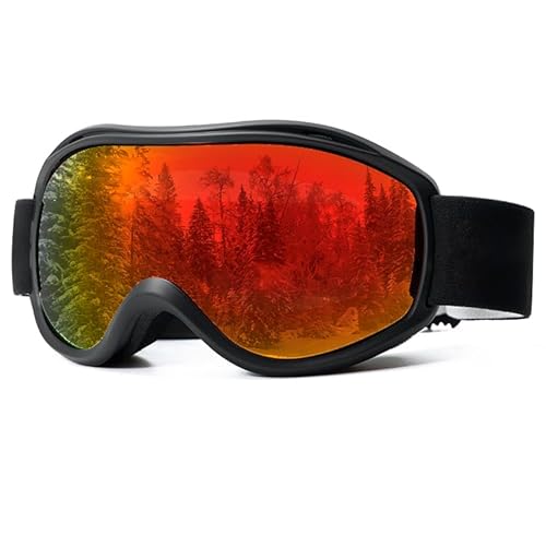 fdsmall Skibrille, OTG Zylinderlinse Skibrille mit verstellbaren langen Riemen, UV 400 Schutz Anti-Nebel-Schneebrille mit Fall für Männer Frauen (Black 3) von fdsmall