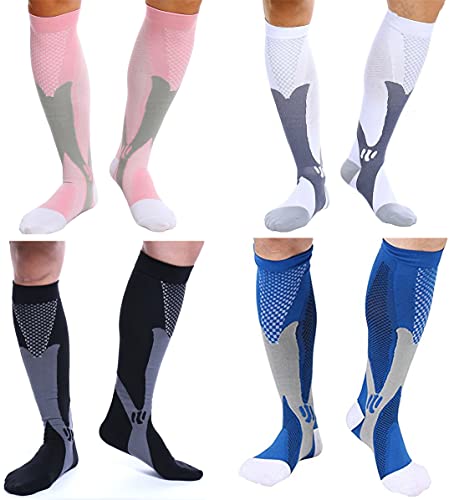 feifanshop Kompressionsstrümpfe Kompressionssocken Laufsocken Thrombosestrümpfe Herre Damen 4 Paar EU 35-39 von feifanshop