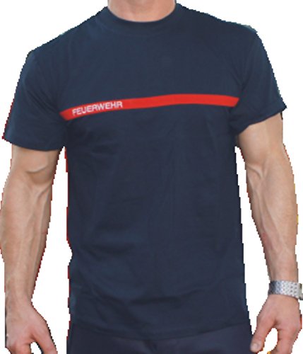 T-Shirt French Navy, mit rotem Streifen auf Brust und Rücken, Feuerwehr eingestickt T-Shirt French Navy, mit rotem Streifen auf Brust und Rücken, Feuerwehr eingestickt von feuer1