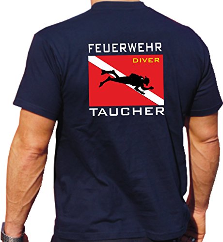 T-Shirt Navy, Feuerwehr Taucher mit Diver Flagge T-Shirt Navy, Feuerwehr Taucher mit Diver Flagge von feuer1