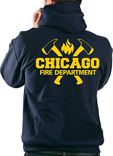 feuer1 Hoodie Navy, Chicago Fire Dept. mit Äxten und Standard-Emblem in gelb feuer1 Hoodie Navy, Chicago Fire Dept. mit Äxten und Standard-Emblem in gelb von feuer1
