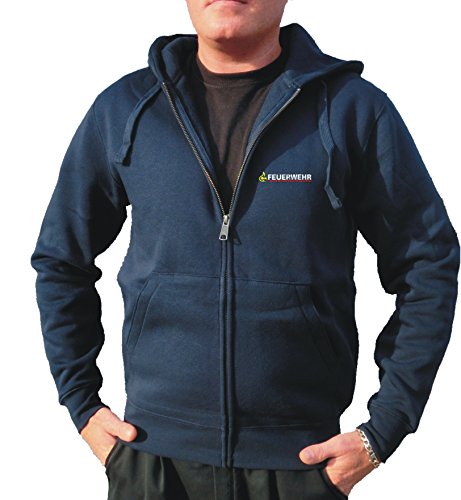 feuer1 Kapuzensweatjacke Navy, BaWü Stauferlöwe nach VwV auf der Vorderseite feuer1 Kapuzensweatjacke Navy, BaWü Stauferlöwe nach VwV auf der Vorderseite von feuer1