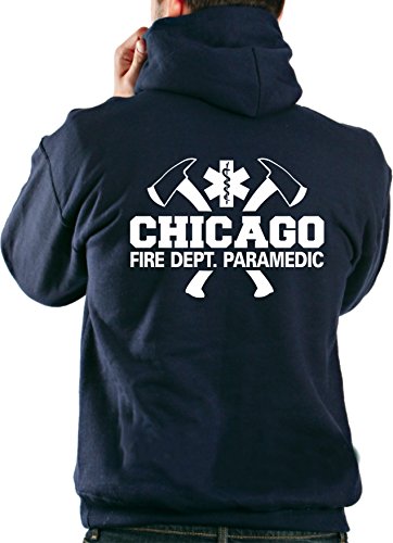 feuer1 Kapuzensweatjacke Navy, Chicago Fire Department - Paramedic mit Äxten feuer1 Kapuzensweatjacke Navy, Chicago Fire Department - Paramedic mit Äxten von feuer1