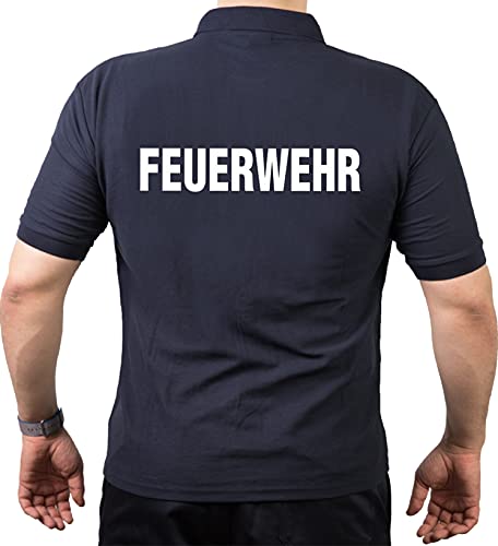 feuer1 Polo-Shirt Feuerwehr - weisser beidseitiger Schriftzug von feuer1