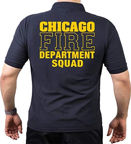 feuer1 Poloshirt Chicago FIRE DEPT., Squad Company gelbe Schrift feuer1 Poloshirt Chicago FIRE DEPT., Squad Company gelbe Schrift von feuer1