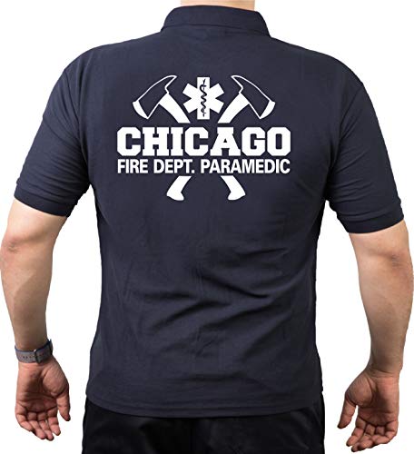 feuer1 Poloshirt Navy, Chicago Fire Department mit Äxten - Paramedic von feuer1