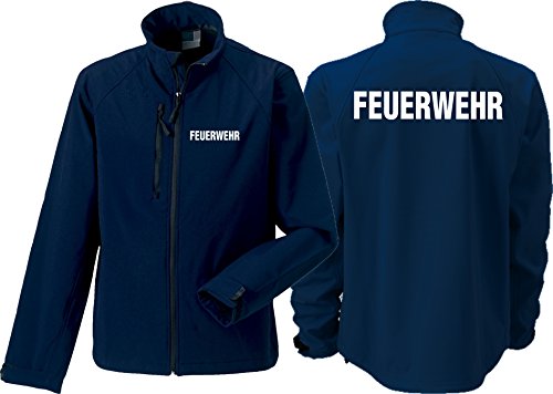 feuer1 Softshelljacke(medium) Navy, Feuerwehr in weiß von feuer1